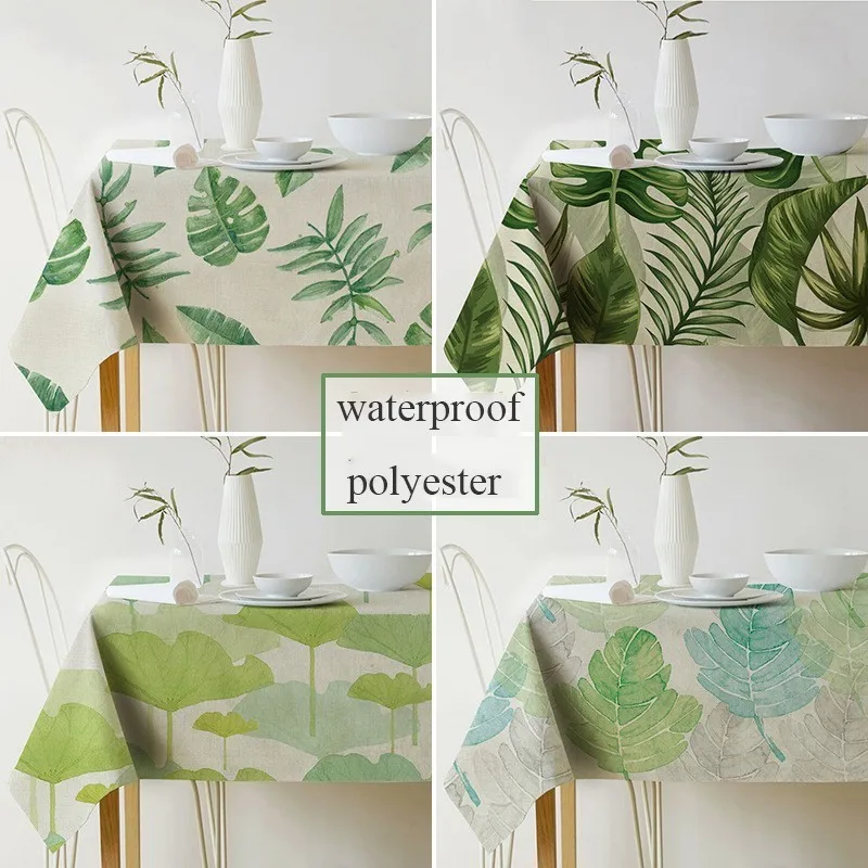  Palm Leaf Rectangular Tablecloth Print Waterproof Tablecloth Linen Polyester Kitchen Dining Table C