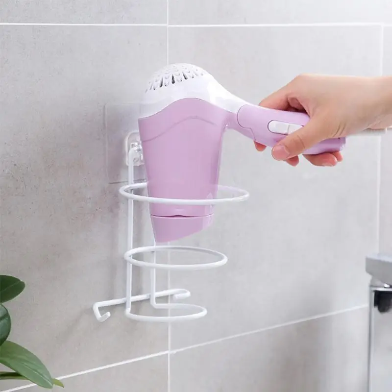 

Multi-function fixed buckle Bathroom Iron WallShelf Wall-mounted HairDryer Rack Storage Hairdryer Support Holder Spiral Stand