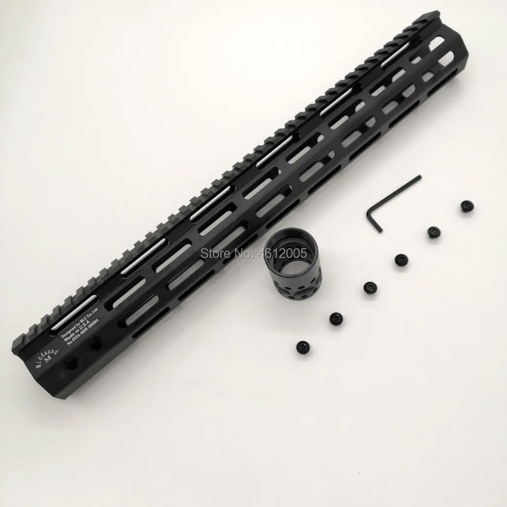 

15 inch tactical MLOK handguard Free Float Super Slim ar 15 Handguard Quad Rail steel Nut for M4 M16