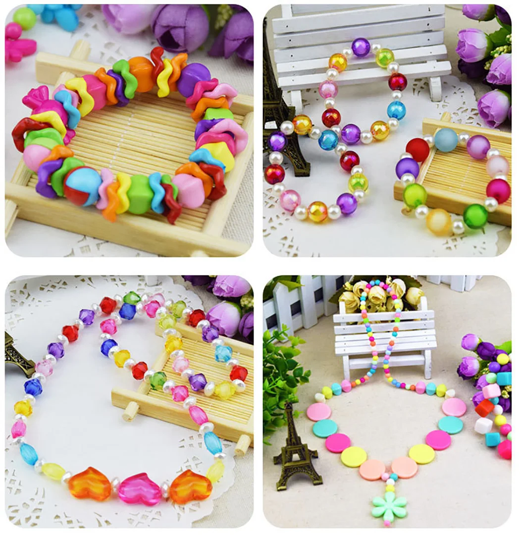 Акриловые бусины DIY игрушки ювелирные бусы с коробкой для детей креативная сетка