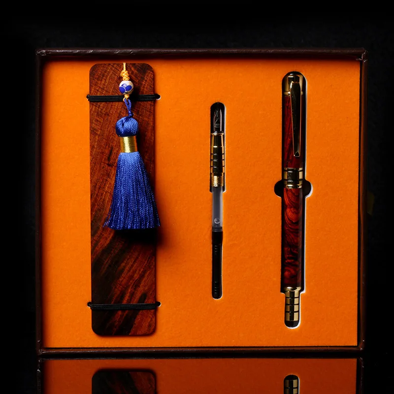 

Wooden Fountain Pen Business Office Signature Pen School Writing Supplies Stationery Nib Point Ink Refills Pen Gifts with Box