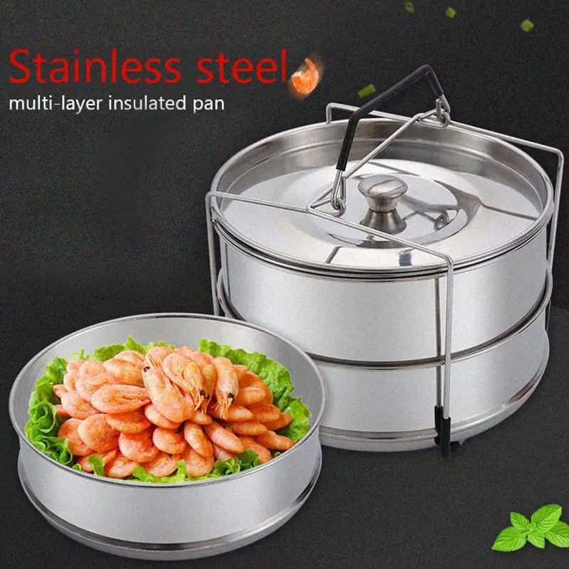2 Layers Food Steamer Basket 304 Stainless Steel Portable Steam Grid