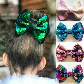 

10 Colors Cute Baby Rainbow Hair Bow Sequins Ribbon Hairgrips Clips Barrette Headwear Bowknot Children Girls Hair Accessories