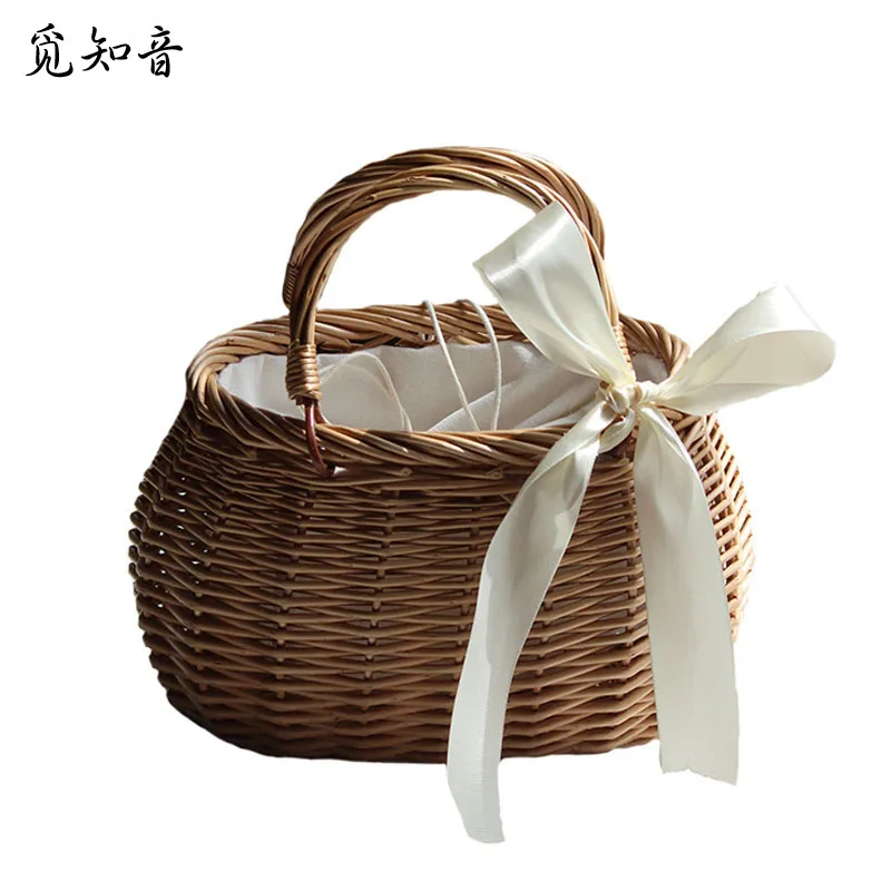 

Women Vintage Rattan Handbag Ins Popular Summer Female Straw Bags Holiday Beach Weave Lady Tote Handmade Knitted Basket Ss3191