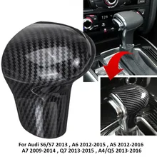 La mano izquierda ABS de fibra de carbono perilla de cambio de velocidad tapa etiqueta ajuste para Audi A3 8V S3 A4 B8 A5 A6 C7 S6 A7 S7 A8 Q5