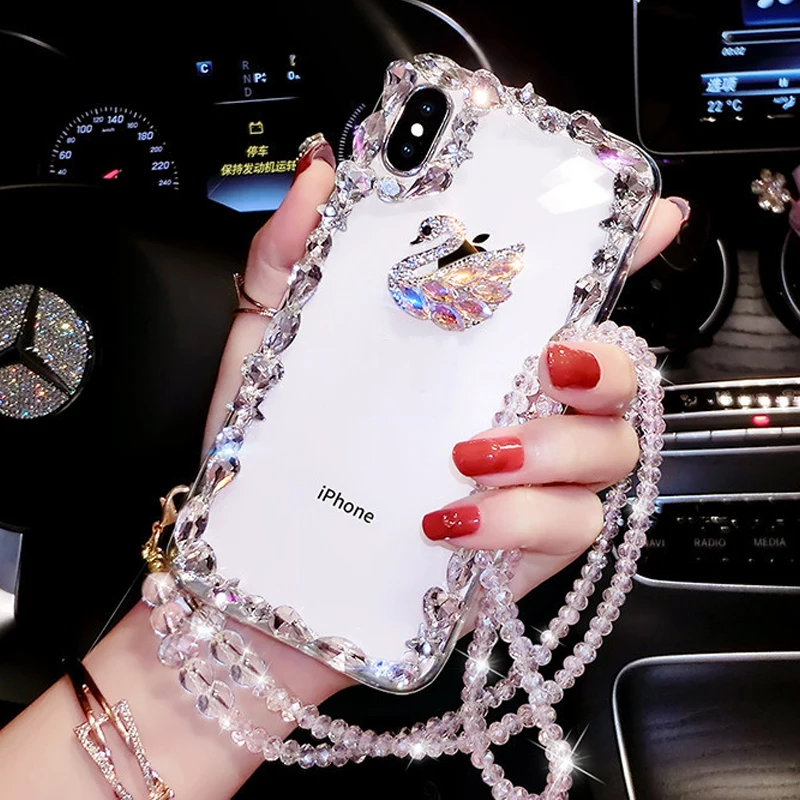 

For Samsung Galaxy S9 Plus S8 Plus S7 Edge S6 Edge Plus Not FE Case Glitter Transparent Silicone Rhinestone Cover Bling Cases