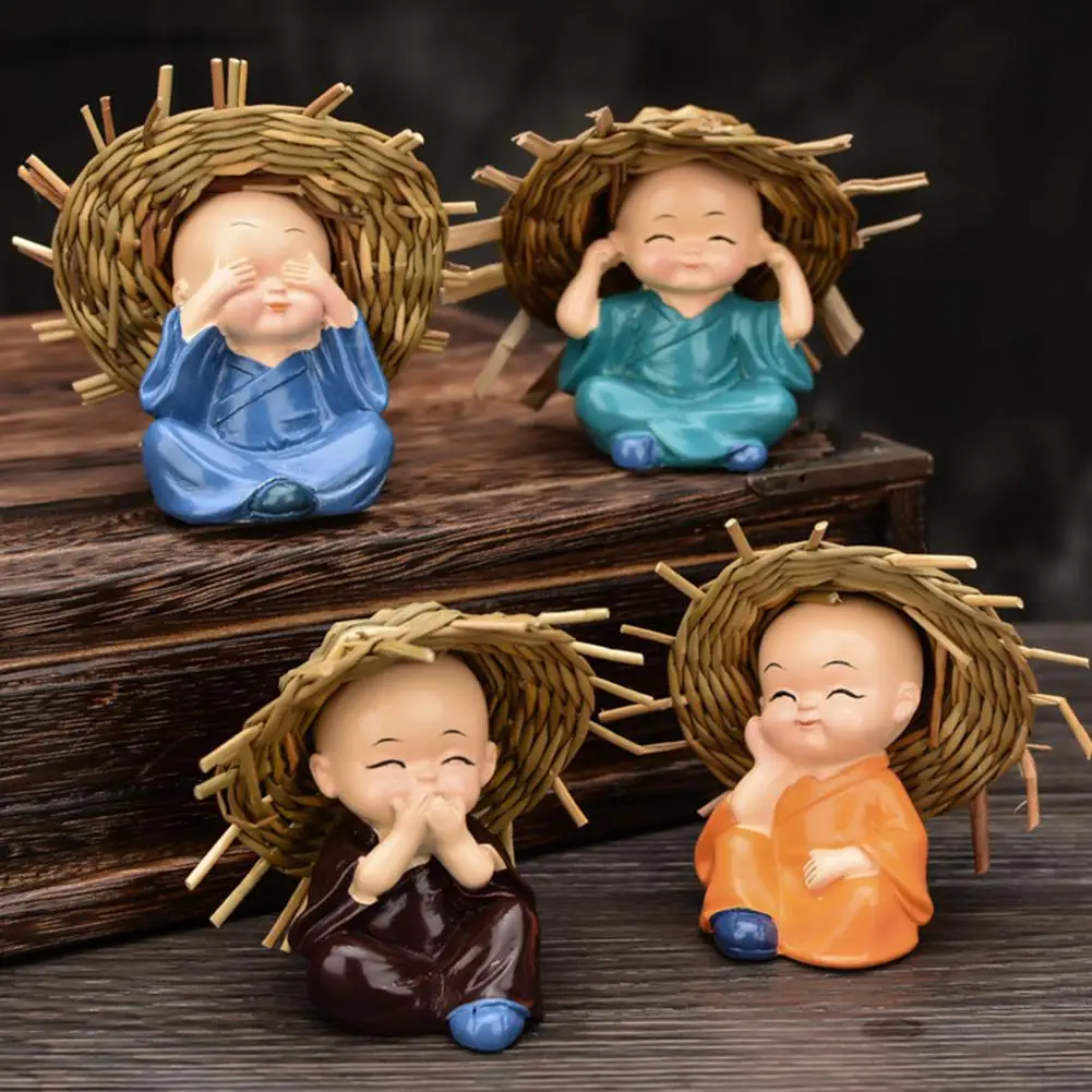 

Cute Small Kung Fu Monks Cartoon Figure Decoration for Car Home Crafts