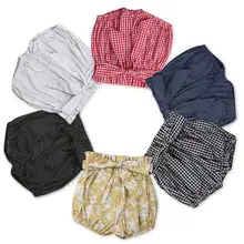 Для детей ясельного возраста; Детские Шорты для девочки с бантом и цветочным рисунком для девочек детские штаны-шаровары для девочек клетка, горошек летняя детская симпатичной собачки Костюмы костюмы