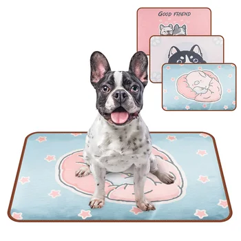 

2019 New Summer Fashion Cartoon Pet Ice Sleep Pad Printing Ice Silk Foldable Detachable Dog Mat Pet Sleep Mat Pet Supplies