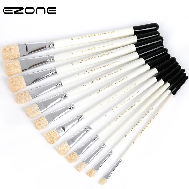 

EZONE 1PC Paint Brush For Watercolor Oil Painting Wooden Handel Wool Hair Different Size Brush Gouache Acrylic Drawing Art Tools