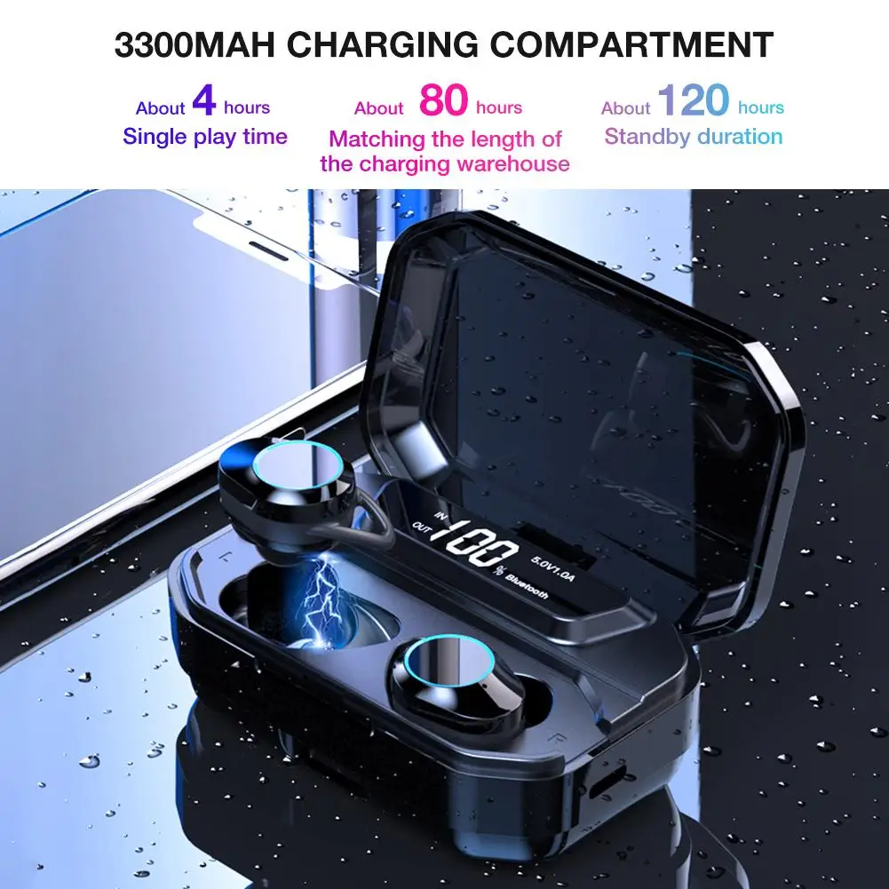 X6 TWS Wireless Bluetooth 5.0 Earphone Touch Dual Smart Digital Display IPX6 Waterproof Headset With 3300mAh Charging Case
