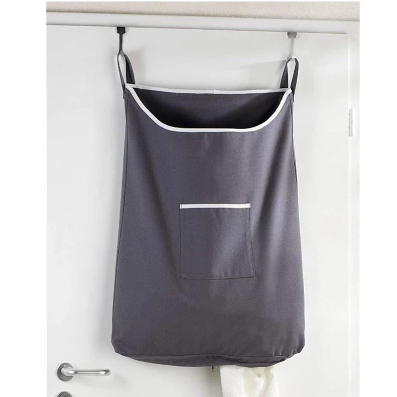 

Hanging Laundry Hamper Extra bathroom bag Large Wall Mounted Laundry Organizer Bag Portable Durable Oxford with Hooks Household