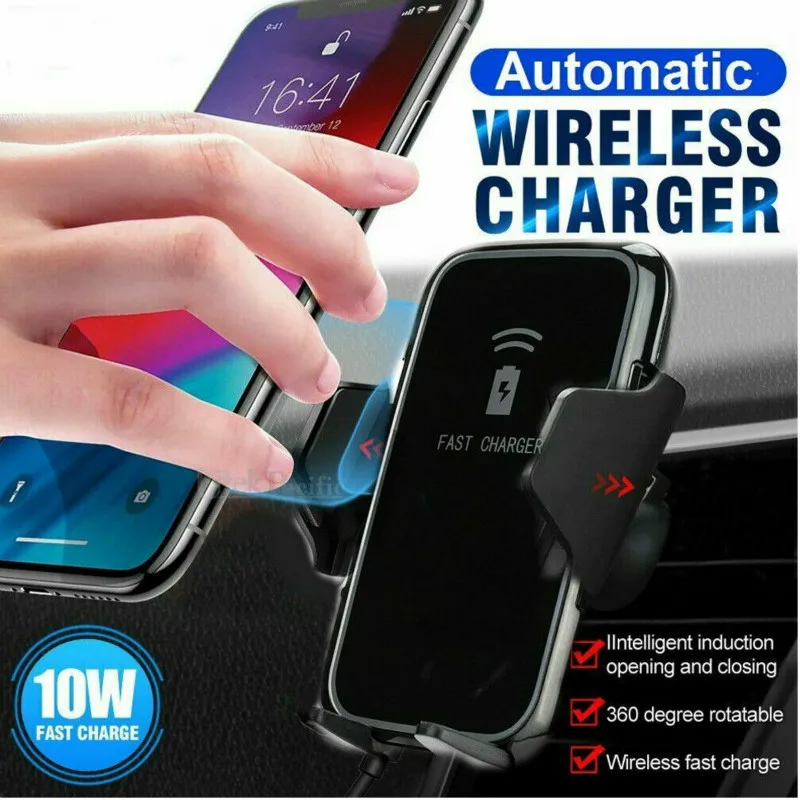 10W QI Wireless Fast Charger Car Mount Holder Stand For iPhone X XR XS Max Samsung S10 S9 S8