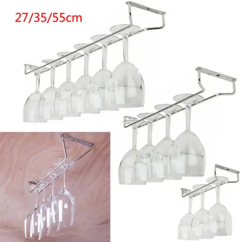 

27/35/55cm Wine Glass Hanger Rack Stemware Home Bar Pub Holder Stainless Steel