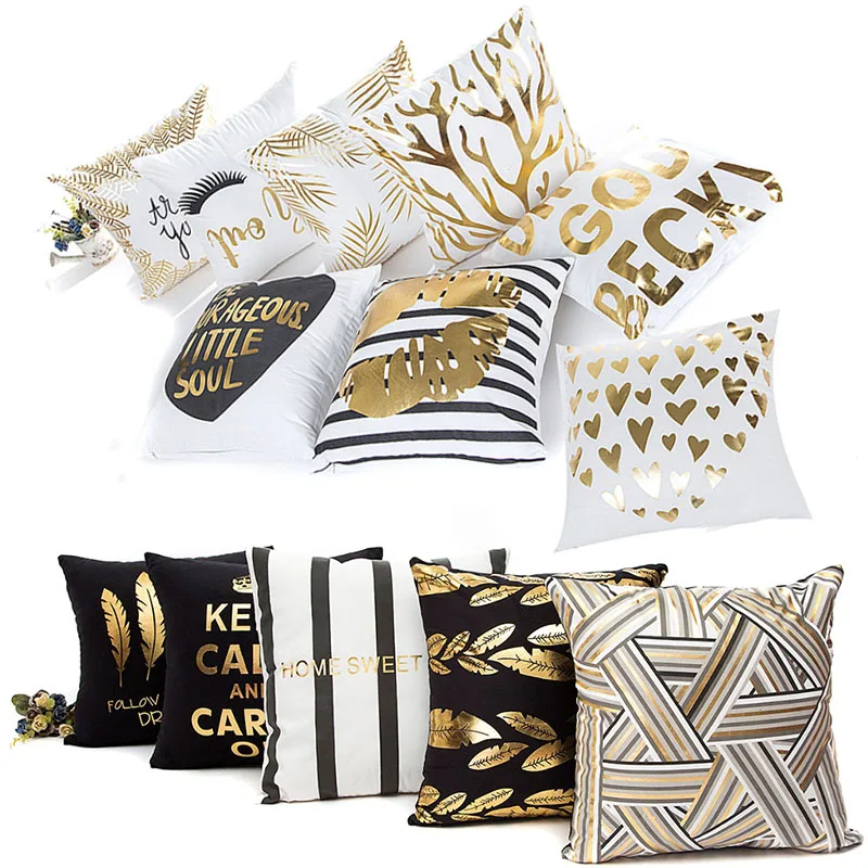 Hot Sale Office Geometric Popular Pineapple Pillow Cases 1PC Cotton Gold Bronzing Home Decorative Bedroom New Luxury | Дом и сад