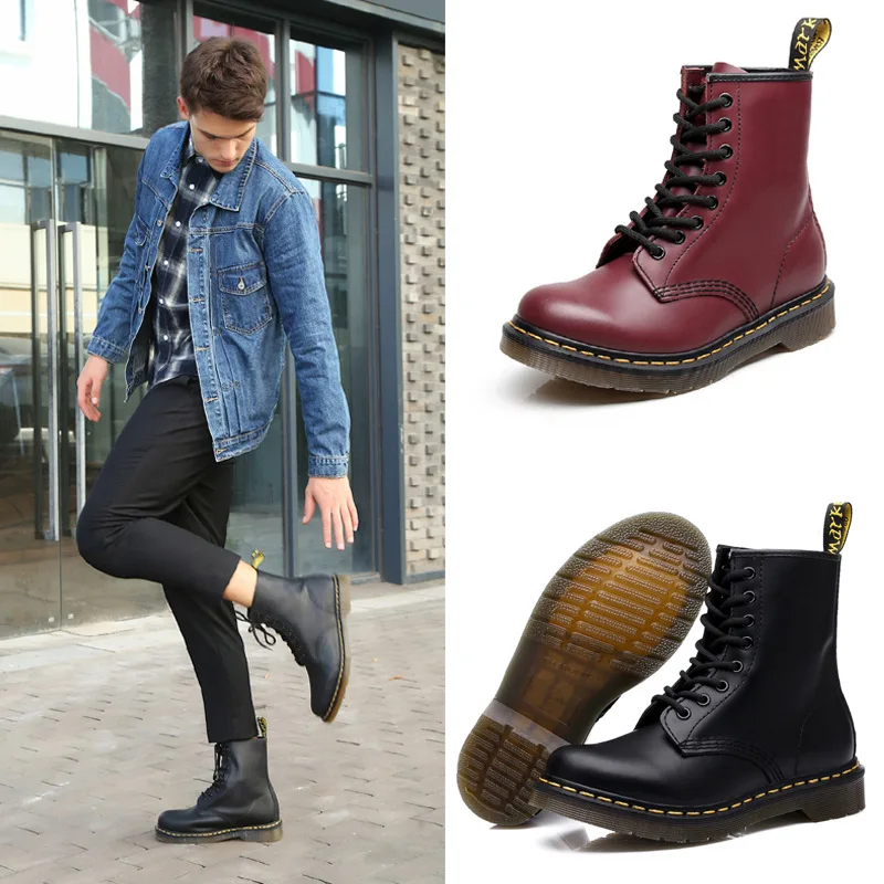 Chaussures Martin white Martens Tendance De Homme Dor black red Cuir red Cercle black Tête Vêtements Velvet Amoureuses Travail Bottes En Véritable White Compagnon Femme Locomotive Cashmere Velvet Court PXTwZOiklu