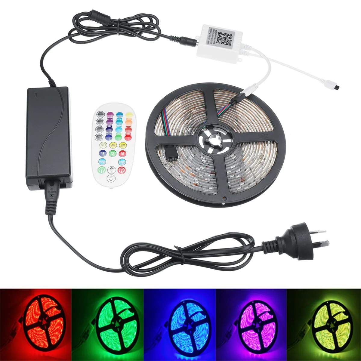 

5M 5050 Waterproof Smart Wifi RGB 150 LED Strip Light Kit Ultra-bright For Alexa/Echo/Google US EU AU Plug DC12V Flexible Ribbon