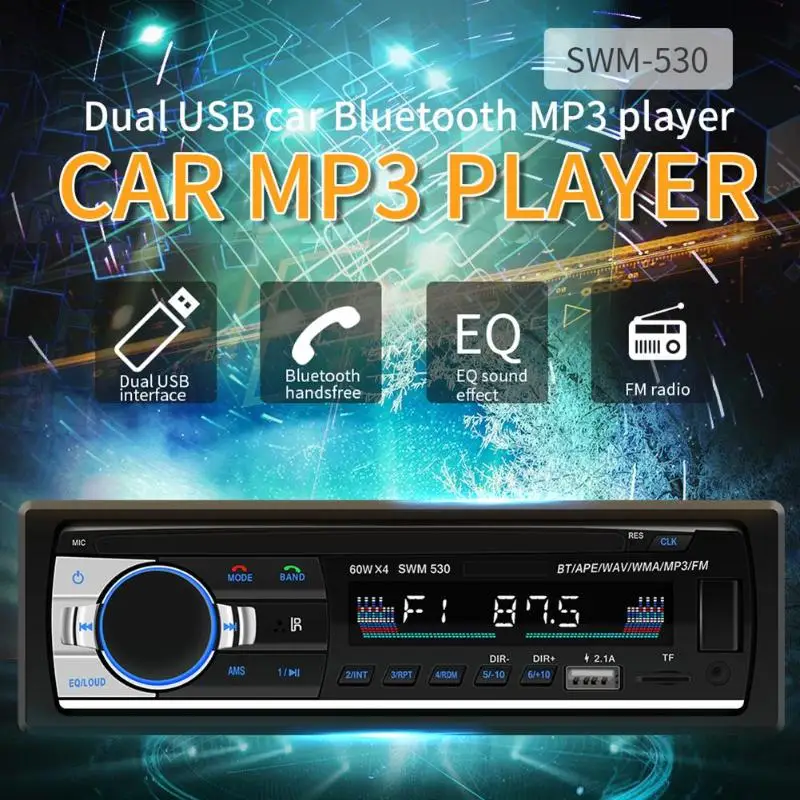 Автомагнитола SWM 1Din 12 В стерео система с Bluetooth mp3 плеером USB SD AUX входом|MP3-плеер для