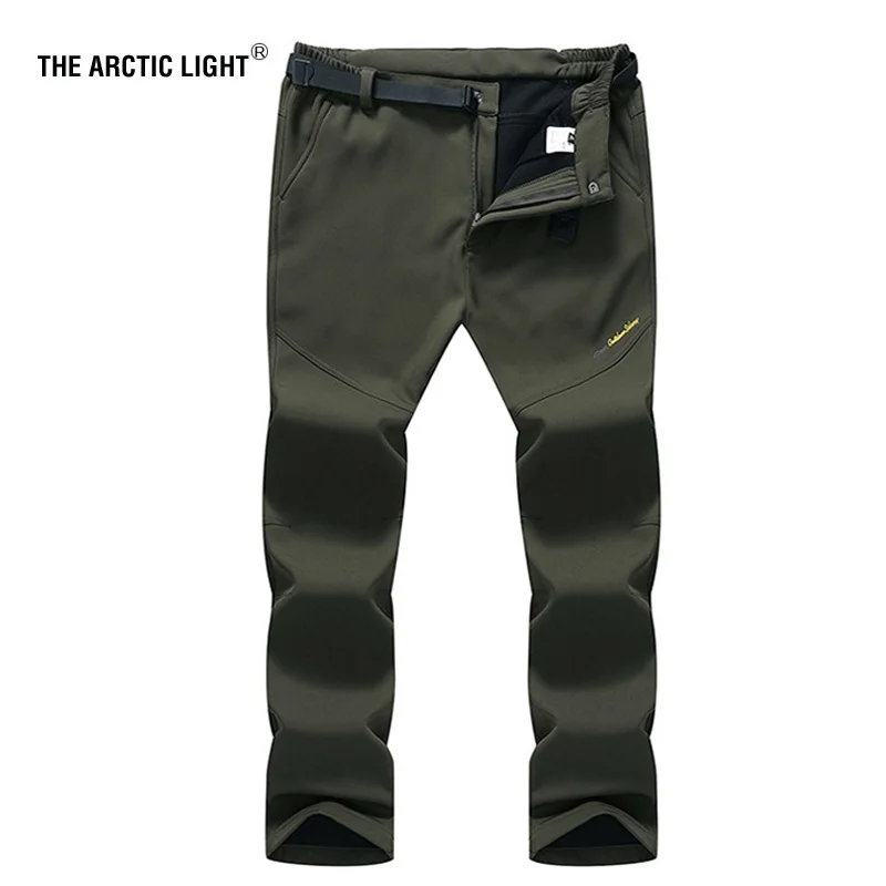 TRVLWEGO hombres senderismo pantalones de cáscara suave cálido al aire libre pantalones de gran tamaño 5XL forro polar de invierno Trekking Camping pantalón