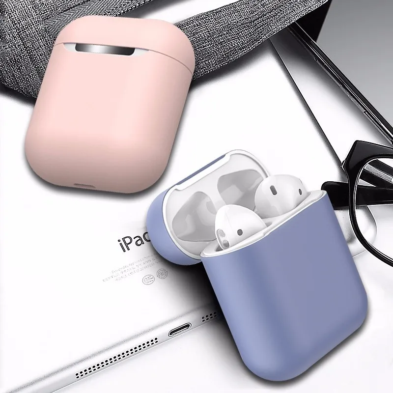 Мягкий жидкий силиконовый беспроводной Чехол для наушников Apple AirPods зарядный