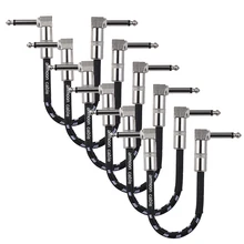 Ammoon гитарная педаль эффектов инструмент патч-кабель 15 см/0.5фт длинный с 1/" 6,35 мм Серебряный Прямоугольный штекер тканая куртка