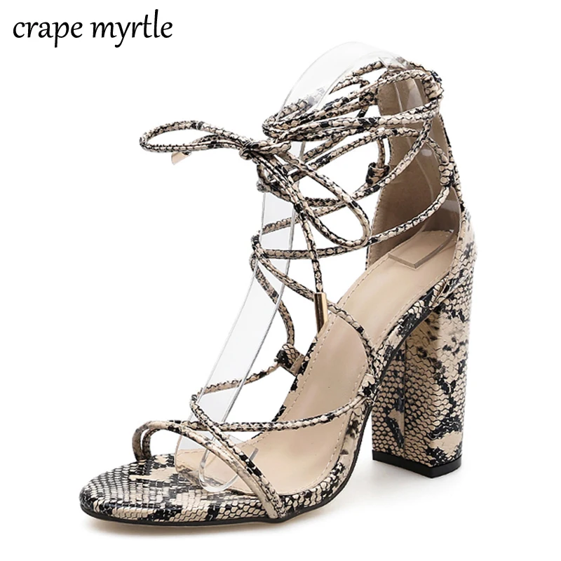 Fashion Women Prints Snakeskin grain Sandals Pumps Super High Heels