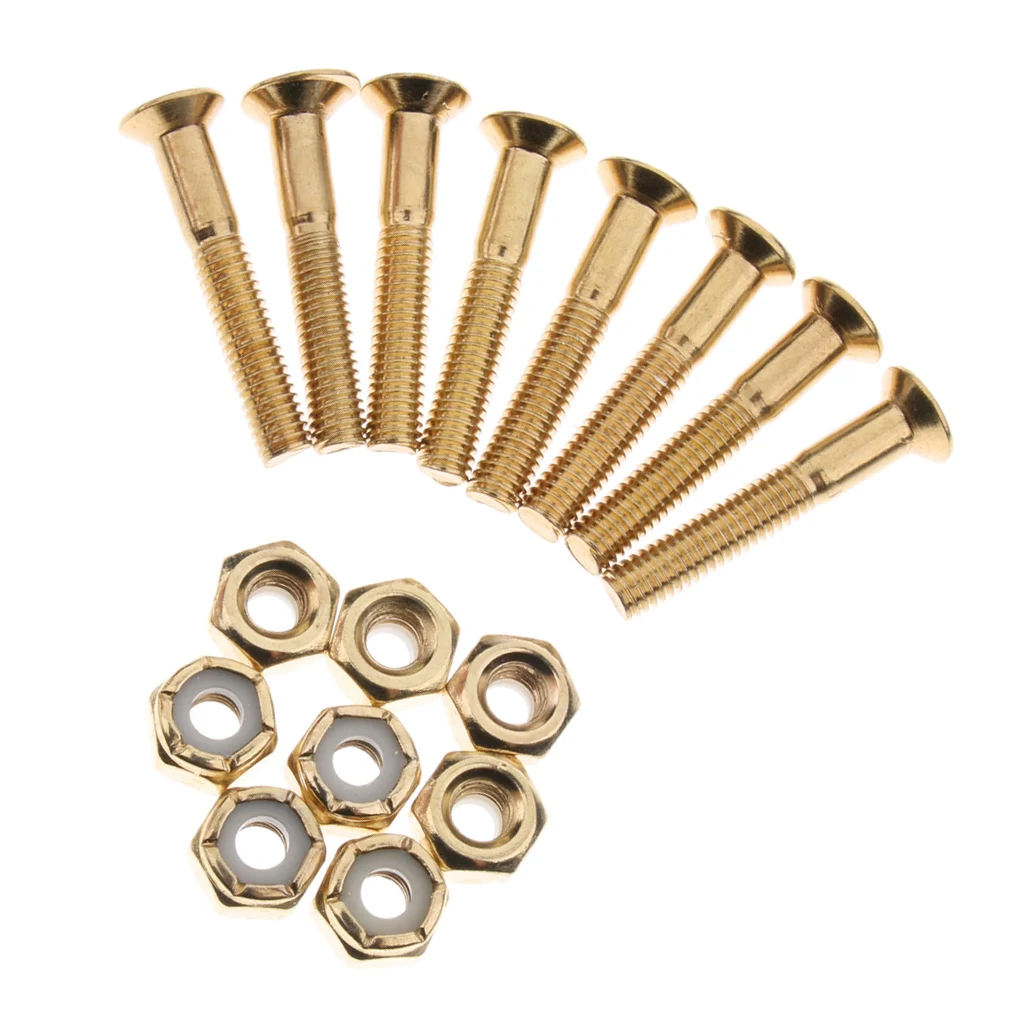 

8 Sets Pack Mounting Screw Bolts + 8x Screw Nuts Longboard Skateboard Hardware Set