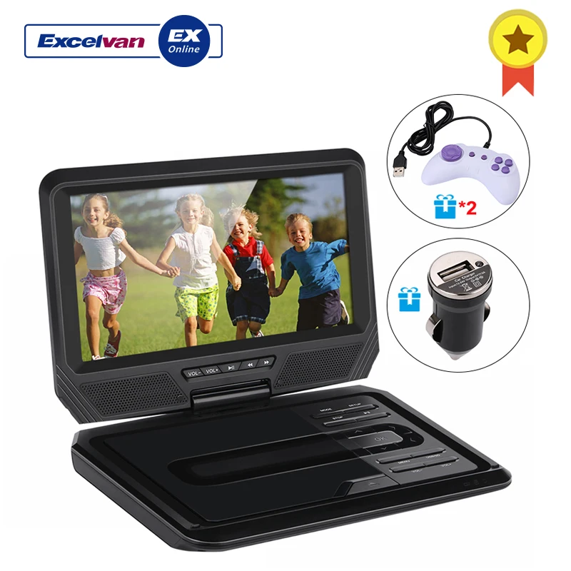 

Excelvan 9 Inch Portable DVD Player Digital Multimedia Player Support USB SD TV CD Speaker VCD DVCD MP4 Within 64 Kinds Of Game