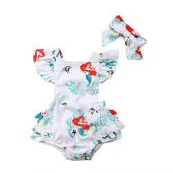 2018 новорожденных одежда для малышей Девушки Кружева комбинезон русалка Детские комбинезоны одежда Лидер продаж