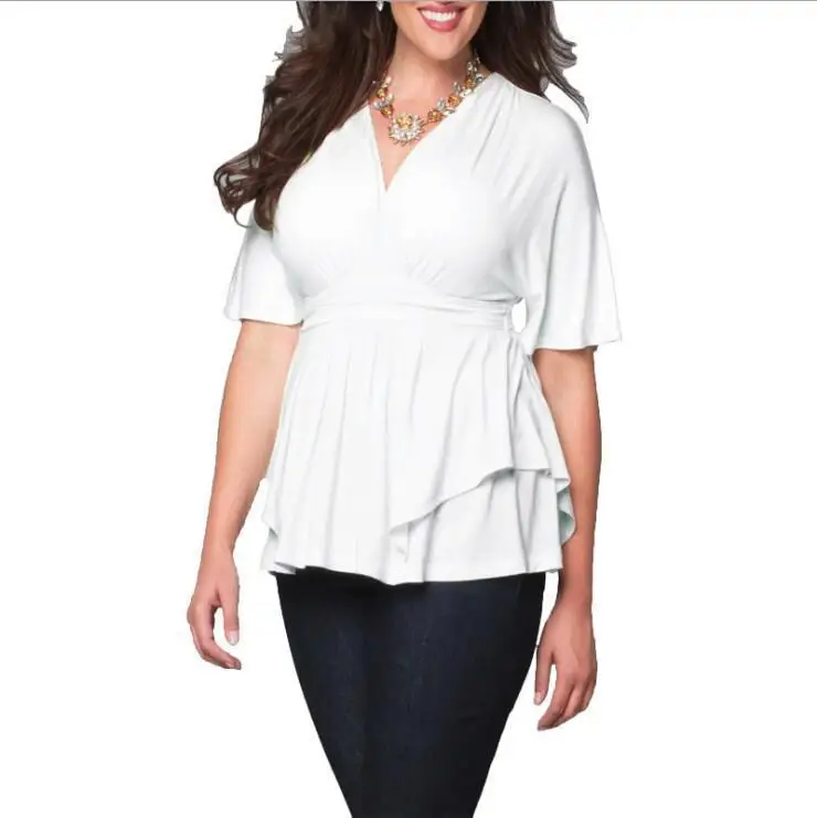 

New Women Summer Style Feminino Vestido T-shirt Sexy Solid Half Sleeve V Neck Casual Plus Size Ladies Loose Dresses