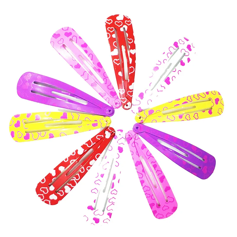 

Girls Hair Accessories Print Flower Hair Clip Heart Barrette Cute Hairclip Candy Color 20Pcs/Lot Headdress Hair Clips for Kids