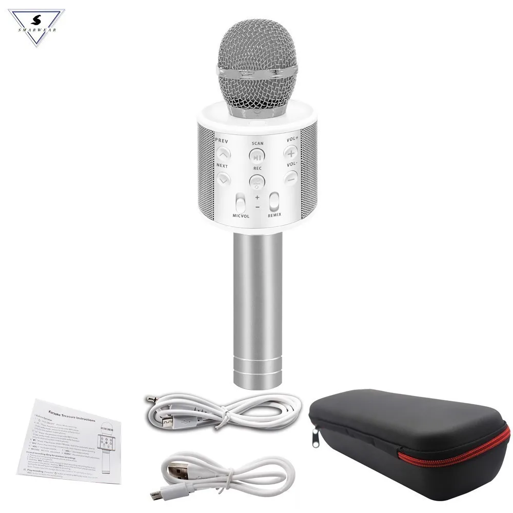 Cena WS 858 mikrofon bluetooth bezprzewodowy profesjonalny kondensator dźwięku karaoke mic magiczny dźwięk mikrofon nagrywania studyjnego studio Майка