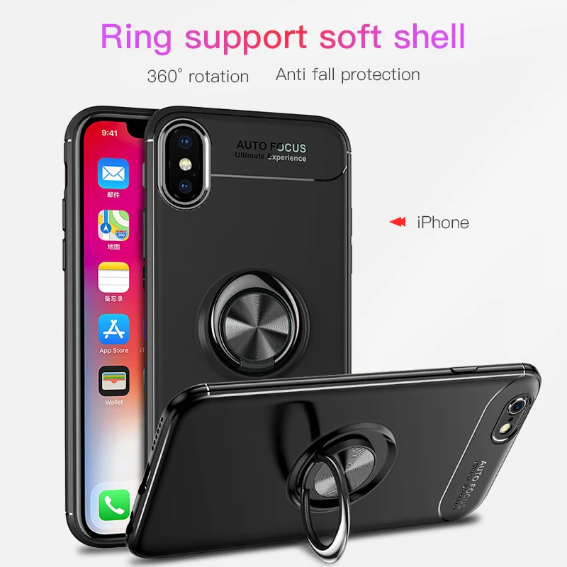 Чехол для iPhone X XR 6S 6 7 8 Plus ударопрочный автомобильный держатель Магнитный