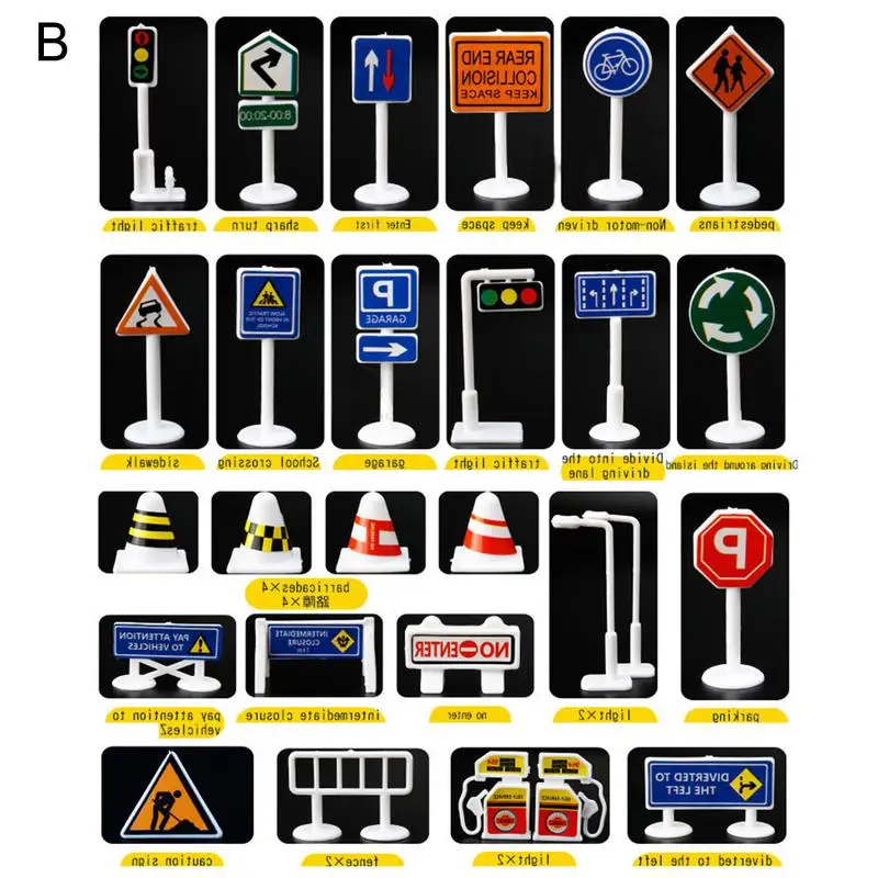 Новинка, 28 шт., автомобильные игрушки, аксессуары, дорожные знаки, детские игры, Обучающие игрушки, игры на английском языке, дропшиппинг