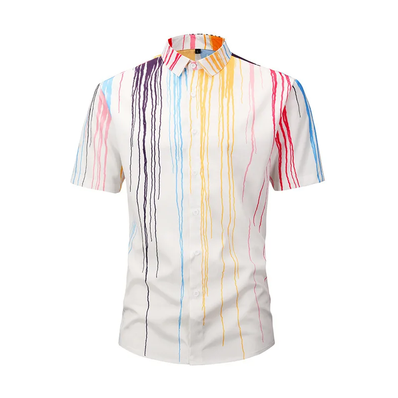 CAINFL Человек Лето гавайская рубашка поток чернил печати Мода Досуг Street Camisa Masculina