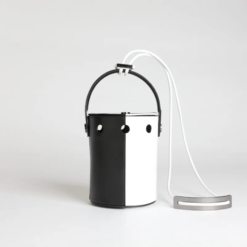 

Witfox minority design style bucket bag women leather bags genuine leather shoulder cross body bags for ladies vintage 2019 new