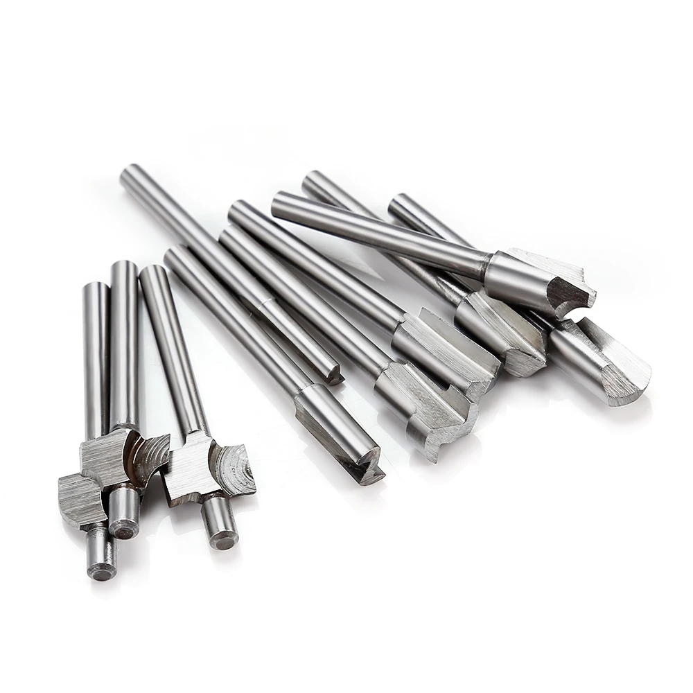 

10Pcs 3.2MM Mini Hss Fraises Router Bits Wood Cutter Milling Fits Dremel Rotary Tool