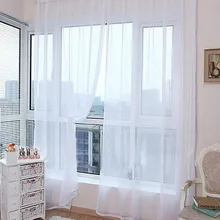 Современные шторы для гостиной Тюль окна дома спальни чистый цвет занавес из муслина Valances 31