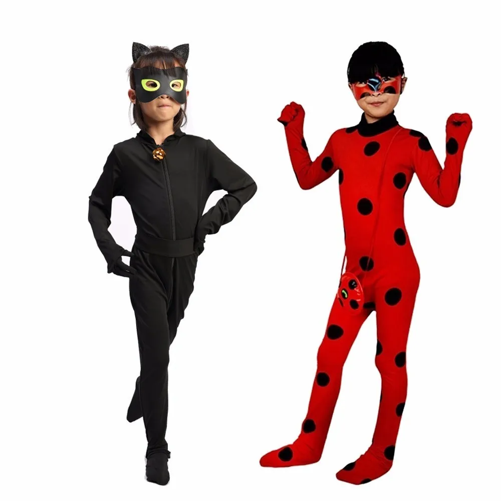 Us 122 43 Offlady Cosplay Bug Costume For Adult Kids Black Cat Noir Fantasia Full Set Costume Bug Spandex Lady Marinette Zentai Suit In Girls
