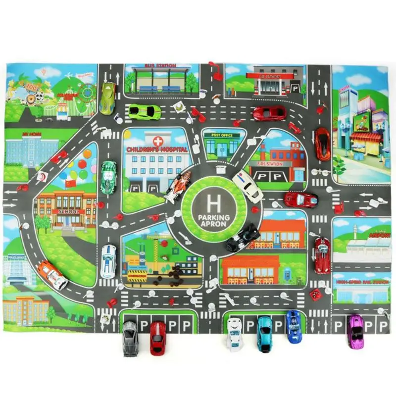 83x58 см Детские городские парковочные карты, игровые коврики для детей, модель автомобиля, вождение, игры, дорожные знаки, карта, игрушки, детские развивающие ковры