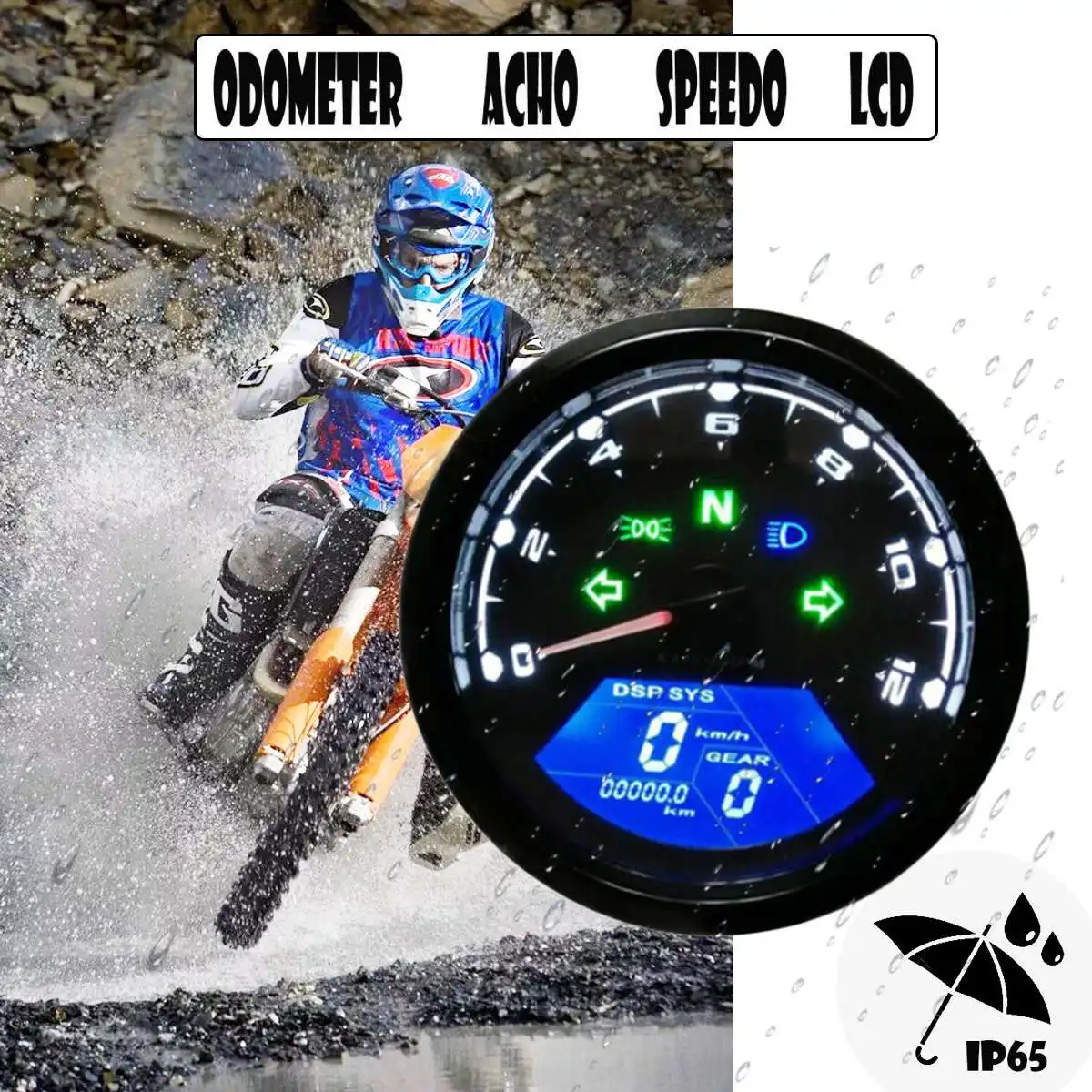 

Motorcycle Led Speedometer Odometer LCD Digital Diaplay Universal Retro Motorbike Tachometer MPH/KMH Waterproof Motor Gauge