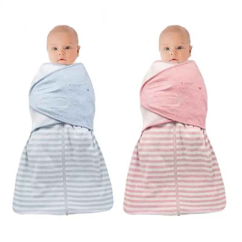 Спальный мешок для новорожденных мальчиков и девочек, детское Полосатое одеяло, спальный мешок на молнии, пеленка, Осенний хлопковый