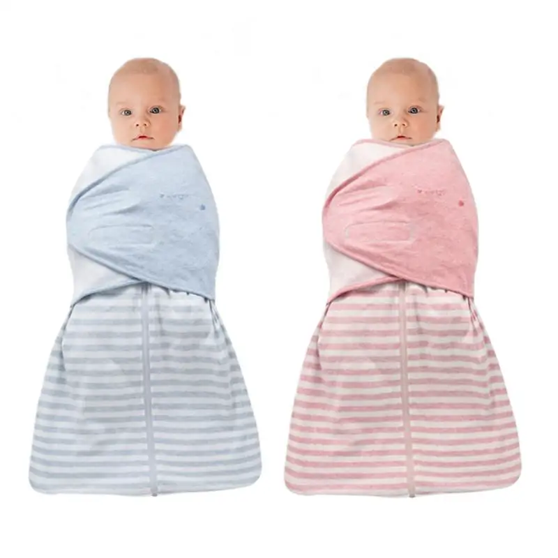 

Newborn Infant Boy Girl Sleeping Bag Baby Striped Blanket Sleeping Wrap Zipper Swaddle Autumn Cotton Baby Sleeping Bag
