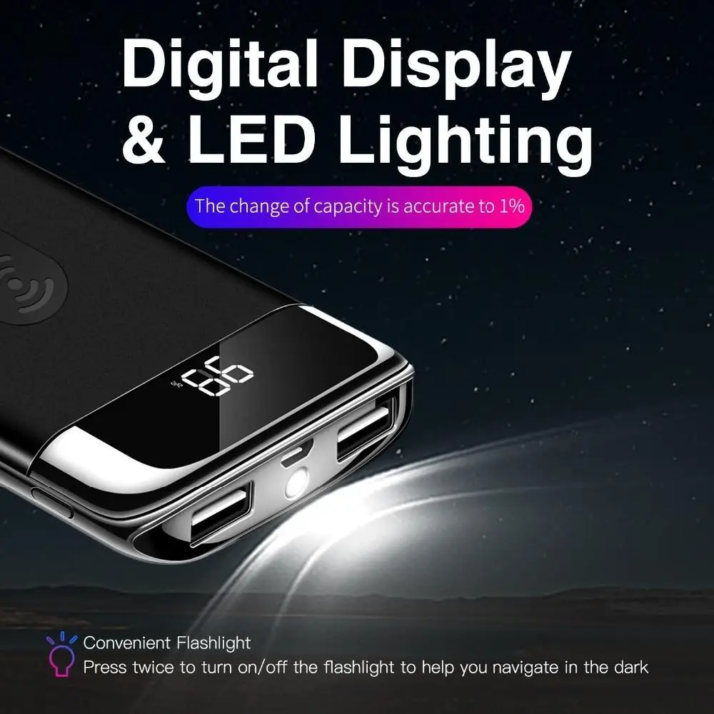 18650 30000mah Power Bank External Battery Bank Built-in Wireless Charger Powerbank Portable QI Wireless Charger for iPhone XS
