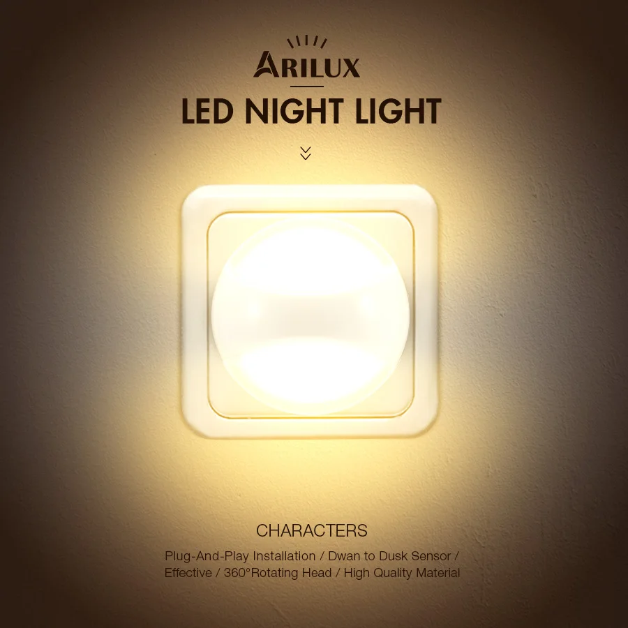  CLAITE LED Night Light Light Sensor Type 360 Angle Rotated Warm White LED Night Light Lamp EU Plug  - 32972056039