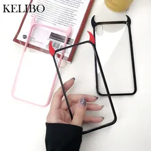 3D роскошный чехол для телефона Devil Horns для iPhone 6 6Plus 6s 6Plus 7 7Plus 8 8Plus X XR XS Max милый черный красный акриловый чехол