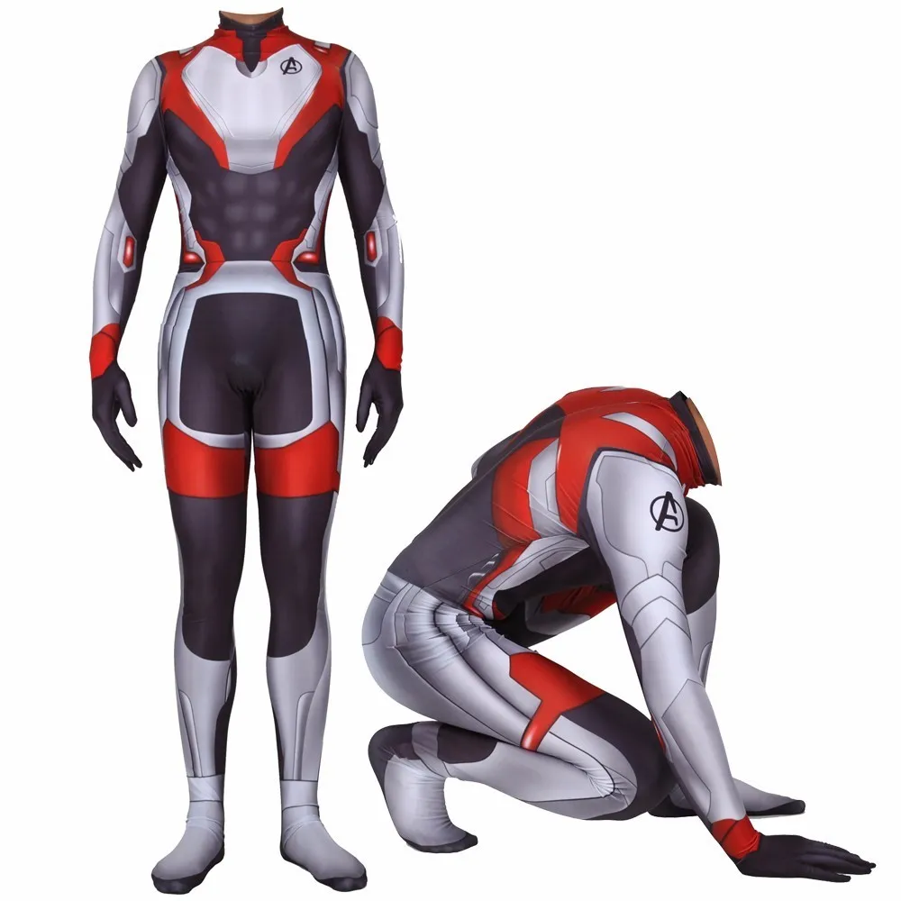 Avengers Endgame Quantum Realm Cosplay Costume for Adult Kids Superhero Captain America Captain 3D Zentai Bodysuit Jumpsuit