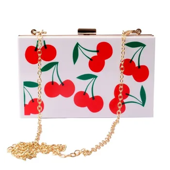 

2019 Cherry Watermelon Fruit Acrylic Clutch Metal Purse Frame Pvc Plastic Flap Evening Day Clutches Shouler Messenger Lady Bag