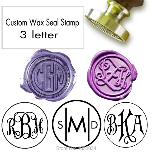 Custom 3 monogram letters Personalized wax seal stamp weding wax seal  family party wax seal - AliExpress