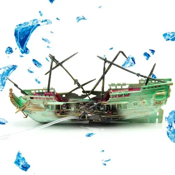 

Sunk Wreck Boat Aquarium Ornament Ship Sailing Boat Destroyer Air Split Shipwreck Fish Tank Decoration Accessories